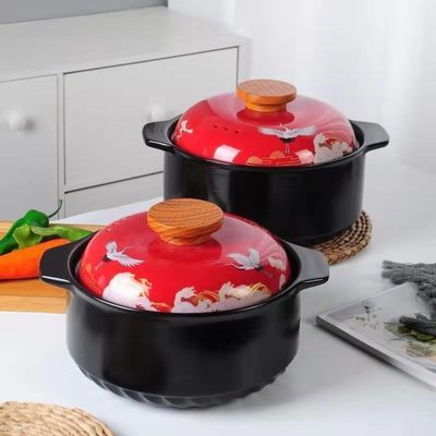 砂锅煲汤家用炖锅不裂大容量陶瓷沙锅煤气燃气灶专用耐红色