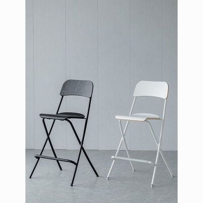 宜家富兰克林靠背椅设计师可折叠吧台椅现代实木收纳家用餐厅凳子