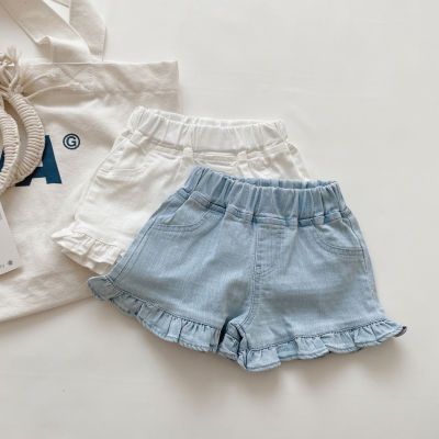 女大童洋气软牛仔短裤2024夏季新款韩版宝宝木耳边热裤儿童裤