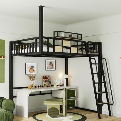 时尚高架床上层下空悬空床省空间二层床阁楼式小户型公寓吊床卧室