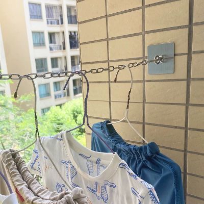 阳台免打孔拉绳子晾衣服挂钩拉环外墙不锈钢免钉吊顶灯笼防晒网钩