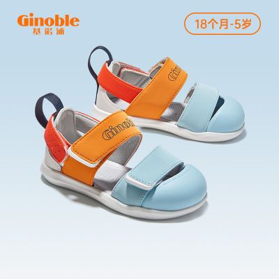 基诺浦小童夏季凉鞋包头包跟可调节男童学步鞋女宝外穿防滑机能鞋