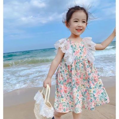 儿童小清新蕾丝连衣裙2024夏季新款女童女宝可爱甜美洋气公主