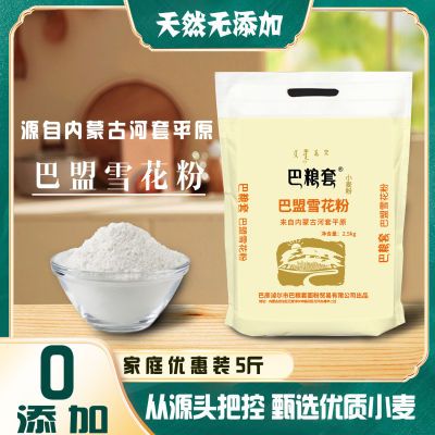 5斤高筋面粉河套平原小麦家用无添加100%纯小麦内蒙巴粮套雪花粉