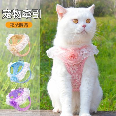 夏季狗狗牵引绳薄款猫咪外出专用遛猫绳背心式防挣脱牵引绳通用