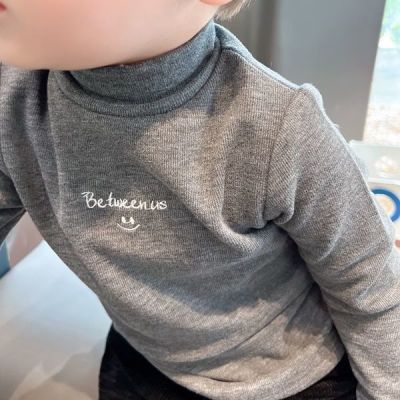 儿童2025新款贴身长袖打底衫男童春秋款磨毛秋衣中小童中领内搭t