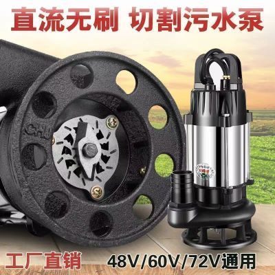 直流无刷潜水泵48V60V72V电动车农田灌溉抽水泵直流污水泵 抽粪泵