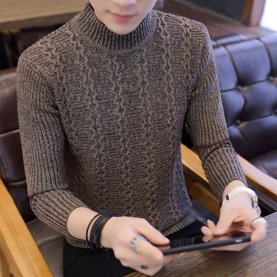 【清仓价】冬季半高领毛衣男士韩版潮流修身加厚针织衫青年毛线衣