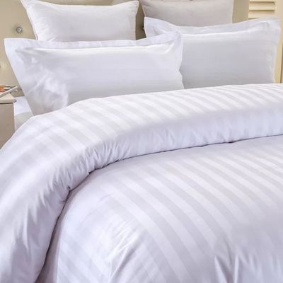 纯棉宾馆酒店床单加厚缎条3公分条纹纯白色床单被套枕套床上用品