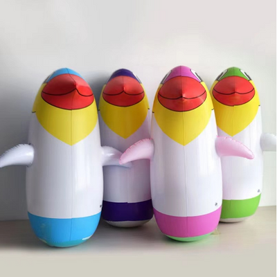 爆款企鹅不倒翁充气玩具儿童礼物充气企鹅不倒翁充气玩具地摊热卖