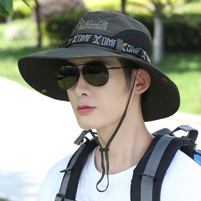 钓鱼帽子男士夏天韩版潮防晒防紫外线遮阳帽户外太阳帽登山渔夫帽