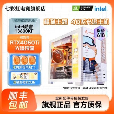 七彩虹i5 13600KF/RTX4060Ti橘影橙台式吃鸡DIY橘猫水冷组装机