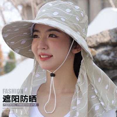 防晒帽女夏季紫外线遮脸帽子户外太阳帽采茶骑车大檐遮阳帽凉帽