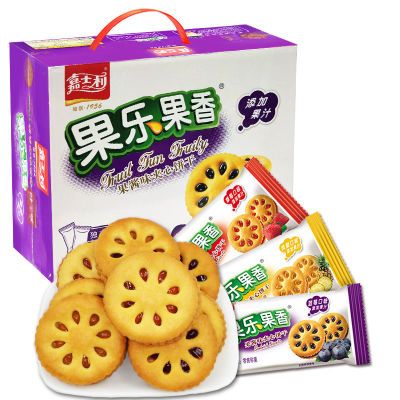 【新散装正品】嘉士利果乐果香680g礼盒500g休闲夹心饼干整箱零食