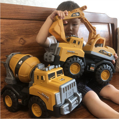 儿童超大号挖掘机搅拌车工程车玩具男孩吊车自卸车组合汽车玩具