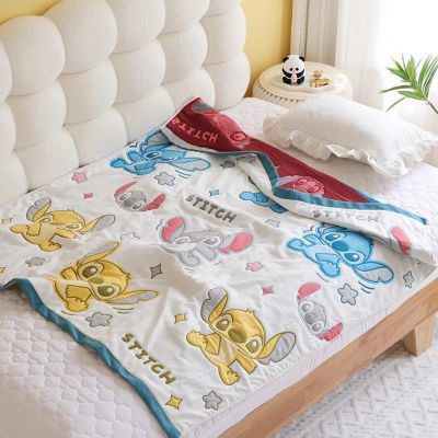 迪士尼纯棉纱布儿童盖毯家用单人全棉面包被四季通用沙发空调被子