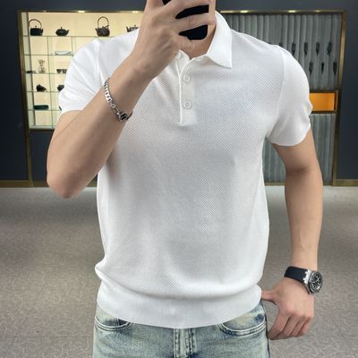 POLO衫短袖t恤男2024新款夏季个性纯色简约半袖翻领上衣