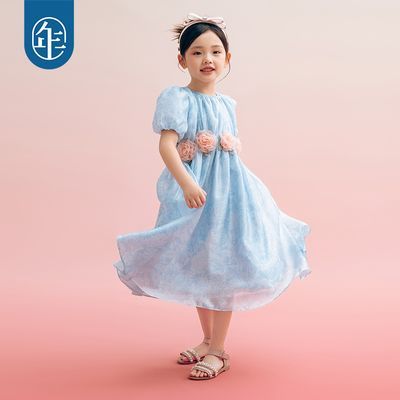 年衣童装女童连衣裙纱裙夏季新款中式国风短袖公主裙子儿童演出服