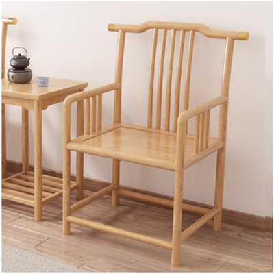 原木色实木圈椅茶椅家用主人靠背围椅官帽椅月牙椅中式太师椅餐椅