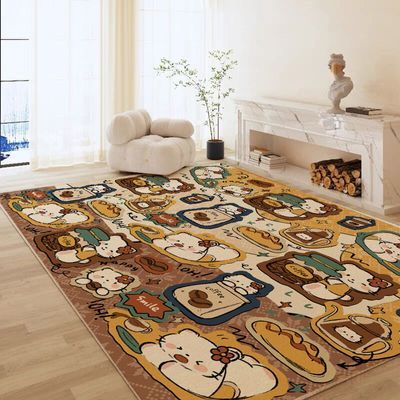 猫猫面包咖啡地毯卧室客厅房间装饰新款可爱卡通风格四季通用地垫