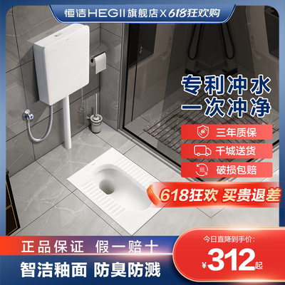 正品恒洁蹲便器水箱整套装蹲坑式家用蹲厕卫生间防臭HC3026B