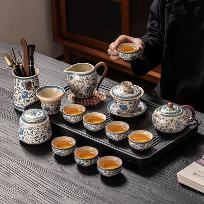 【泥徒】青花汝窑功夫茶茶具全套2026款家用高档陶瓷茶壶茶杯礼盒套装