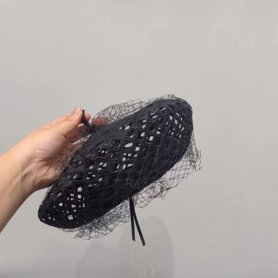 帽子镂空气质网纱百搭贝雷帽八角帽春夏透气户外时尚画家潮流蕾丝