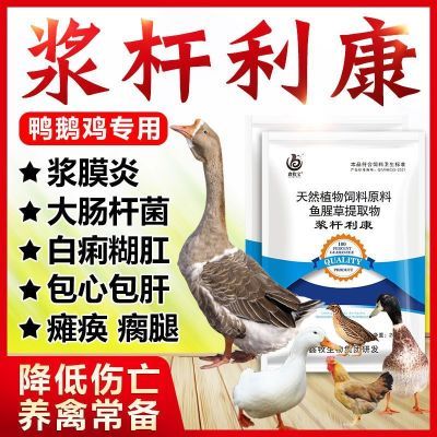 禽用鸭鹅浆膜炎瘸腿瘫痪鸡病大肠杆菌拉稀白痢鸭鹅浆杆利康添加剂