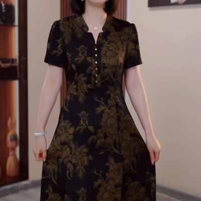 新中式国风连衣裙2024夏季新款修身显瘦遮肉薄款时尚轻奢改良