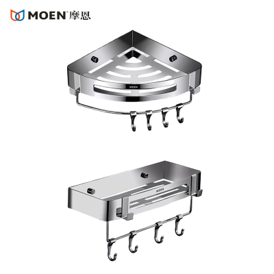 摩恩304不锈钢卫生间置物架免打孔厕所浴室三角架子卫生间壁挂