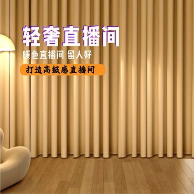 直播间专用帘轻奢风主播免打孔魔术贴背景全遮光布高级感卧室窗帘优惠商品图片