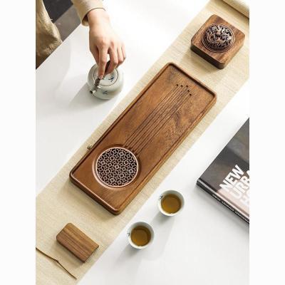 胡桃木茶盘家用客厅中式排水式实木功夫茶盘高档小型木质泡茶盘