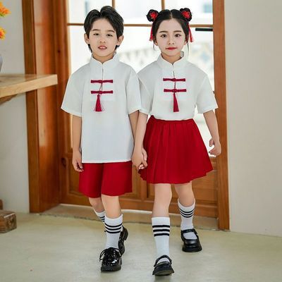 儿童夏季中国风大合唱演出汉服男女小学生校班服幼儿园表演服套装