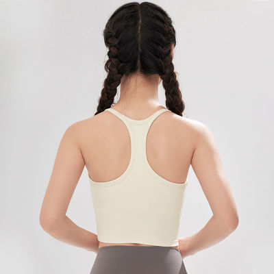新款瑜伽背心带胸垫运动内衣女一体式防震跑步外穿速干工字美背