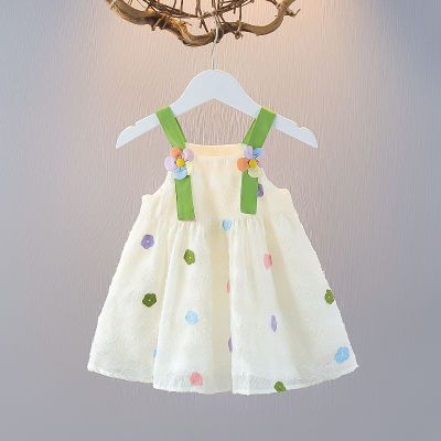 婴儿吊带裙夏季连衣裙女孩1-3岁洋气周岁礼服宝宝公主裙6个月