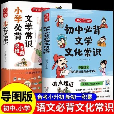 通用新24初中小学必背文学文化常识语文基础知识积累大全导图速记