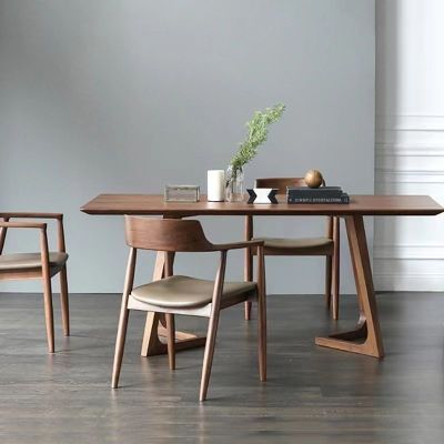 北欧简约实木餐桌现代书桌长方形原木家用咖啡饭桌休闲组合洽谈