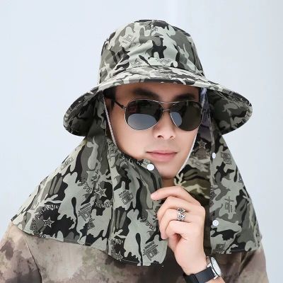 帽子男士夏季太阳帽防晒钓鱼帽子迷彩帽干活工作薄款防尘户外遮阳
