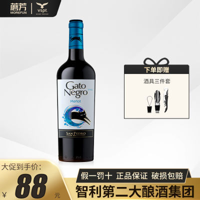 VSPT智利原瓶进口黑猫梅洛干红葡萄酒红酒750ml单支装