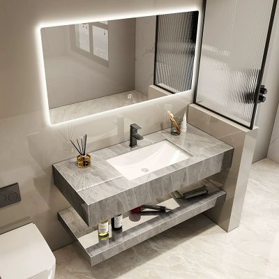 新款双层岩板浴室柜洗手盆组合现代家居酒店简约悬空洗手盆壁挂式