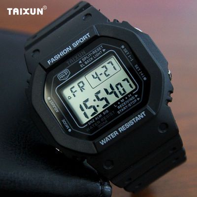 泰炫方形潮流电子表防水运动多功能数字式高颜值情侣学生复古手表