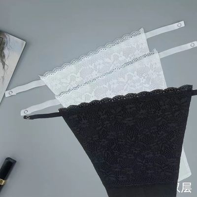 V领防走光一片式抹胸女蕾丝性感打底无痕内衣遮胸布胸挡夏季