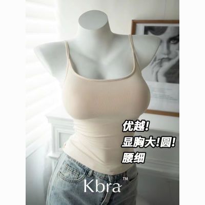 漫画胸吊带春夏薄款带胸垫厚背心女小胸外扩显大打底上衣内搭外穿