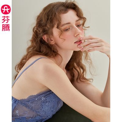 芬腾【带胸垫】吊带睡裙女士夏季冰丝睡衣裙性感纯欲蕾丝家居短裙