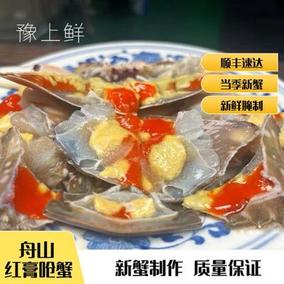 舟山宁波红膏呛蟹飞机蟹膏咸蟹整只生腌新鲜梭子蟹开袋即食海鲜