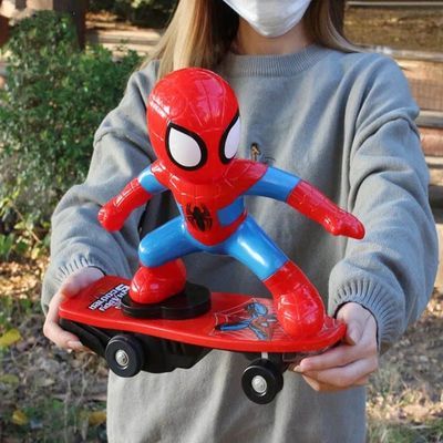 【儿童益智玩具】蜘蛛人特技滑板车不倒翁 翻滚车身灯光电动玩具
