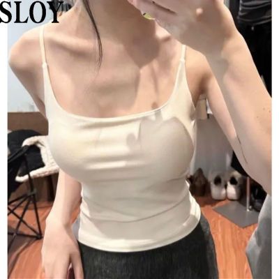 2024新款夏季吊带背心女辣妹纯色美背一体带胸垫可外穿抹胸打底衫
