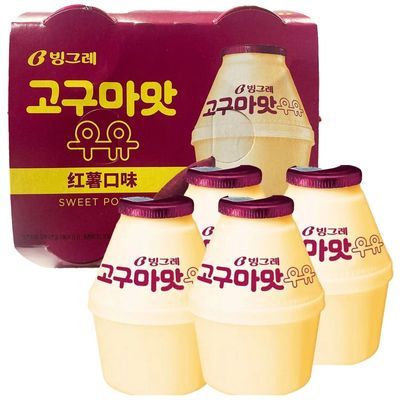 韩国进口牛奶宾格瑞坛子牛奶红薯味早餐饮品238ml