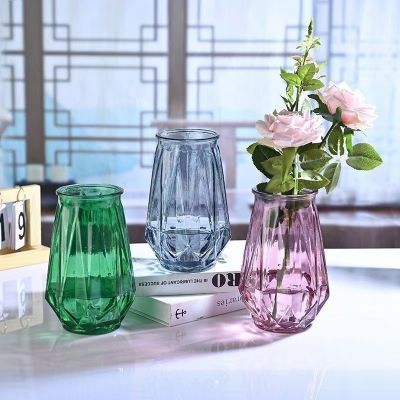 新款彩色玻璃花瓶透明炫彩水培创意转运简约客厅水养北欧ins摆