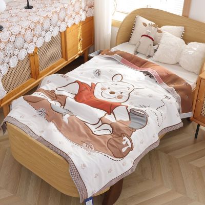 迪士尼纯棉纱布儿童盖毯家用单人全棉面包被夏季午睡沙发空调毯子